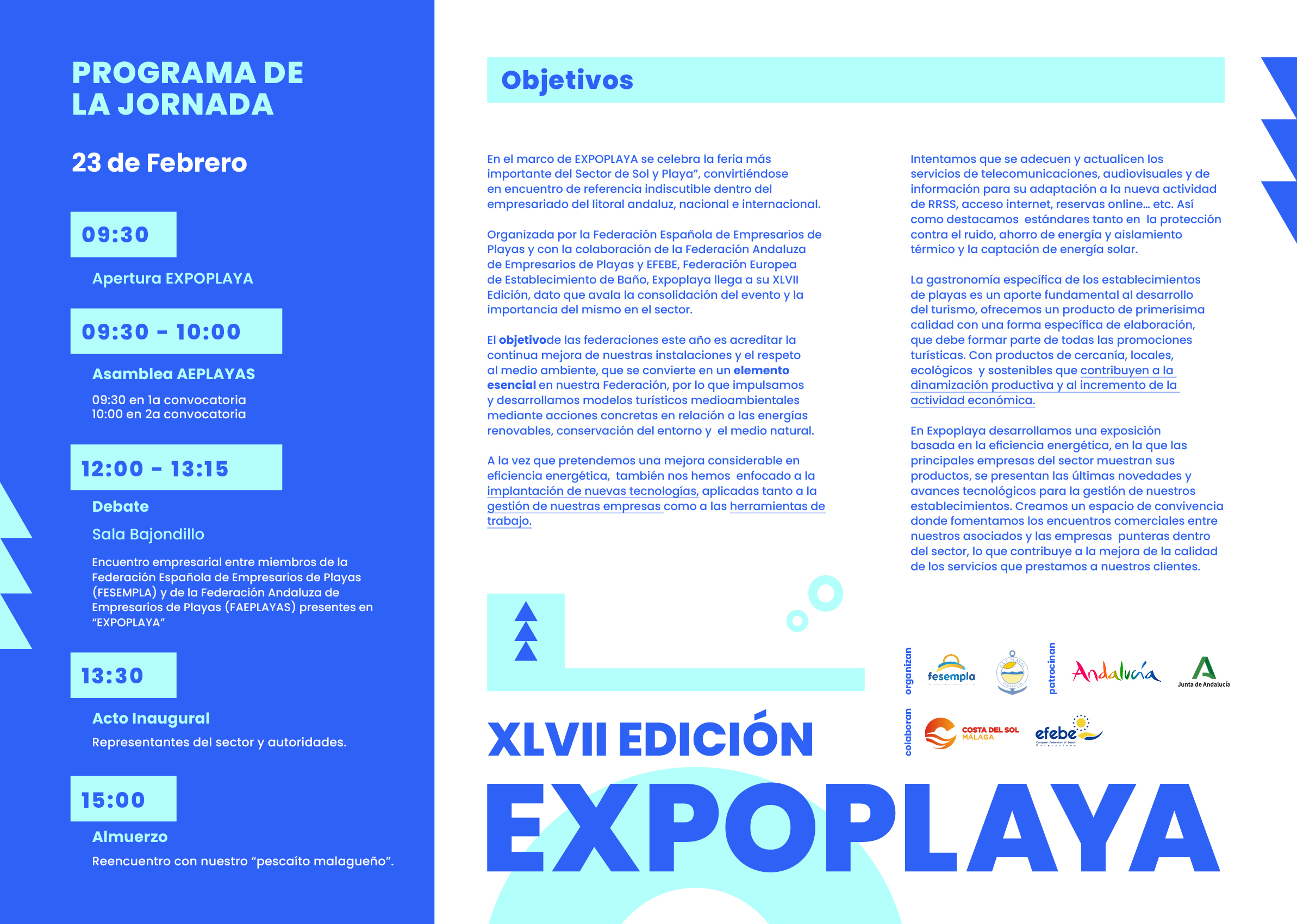 EXPOPLAYA 2024. Estaremos en la Exposición de forma ininterrumpida desde las  09.30 H. a  las 20.00 H.